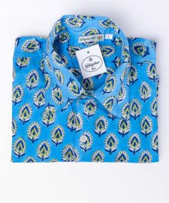 Uomo GHIGLINO 1893 | Camicia Jaipur Indian Print Turchese