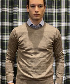 Uomo GHIGLINO 1893 | Maglione Girocollo Merinos Extrafine Beige