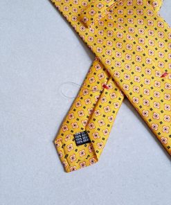 Uomo GHIGLINO 1893 | Cravatta Seta Foulard Giallo Fiorellino