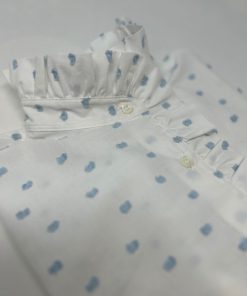 Donna GHIGLINO 1893 | Camicia Lulu Bianca Plumetis Celeste