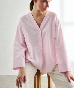 Donna ECOALF | Camicia Tani Sfondo Piega Rosa Baby