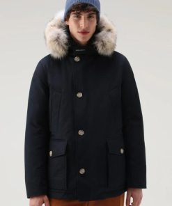 Uomo WOOLRICH | Giacca Woolrich Artic Detachable Fur Anorak Col Melton Blue