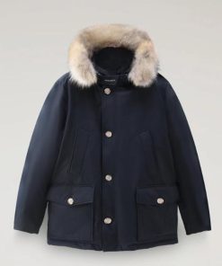 Uomo WOOLRICH | Giacca Woolrich Artic Detachable Fur Anorak Col Melton Blue