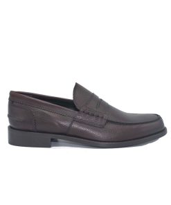 Uomo SAXONE OF SCOTLAND | Saxone Of Scotland Penny Loafer Pelle Martellata Marrone