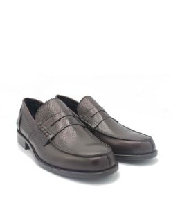 Uomo SAXONE OF SCOTLAND | Saxone Of Scotland Penny Loafer Pelle Martellata Marrone