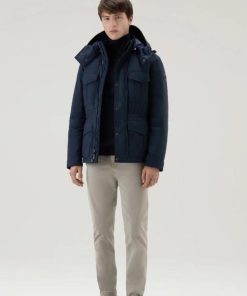 Uomo WOOLRICH | Giacca Woolrich Aleutian Field Jacket Col Melton Blue