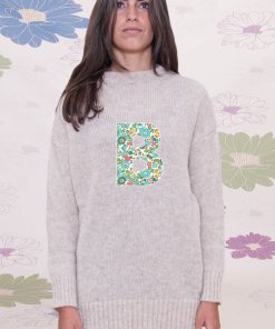 Donna GHIGLINO 1893 | Maglione Oversize Grigio Iniziale Liberty Fabric