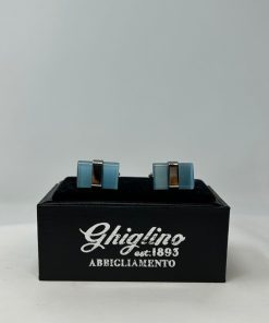 Uomo GHIGLINO 1893 | Gemelli Rettangolo Azzurro