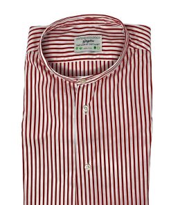 Uomo GHIGLINO 1893 | Camicia Collo Coreana Riga Rossa