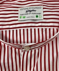 Uomo GHIGLINO 1893 | Camicia Collo Coreana Riga Rossa