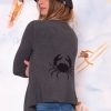 Donna GHIGLINO 1893 | Cardigan Reversibile Grigio Nero Con Granchio