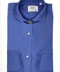 Donna GHIGLINO 1893 | Camicia Nina Taschine Rouches Oxford Celeste