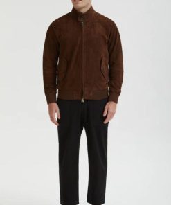 Uomo BARACUTA | Baracuta Harrington Suede Suede Chocolate