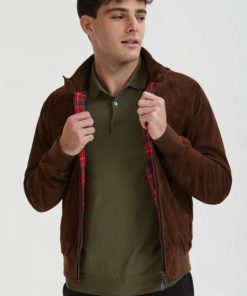 Uomo BARACUTA | Baracuta Harrington Suede Suede Chocolate