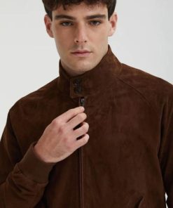 Uomo BARACUTA | Baracuta Harrington Suede Suede Chocolate