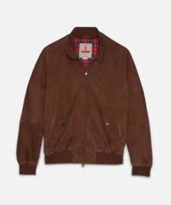 Uomo BARACUTA | Baracuta Harrington Suede Suede Chocolate