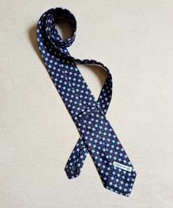 Uomo GHIGLINO 1893 | Cravatta Seta Foulard Motivo Geometrico Blu Testa Moro