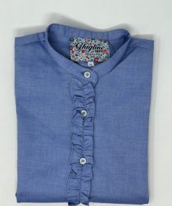 Donna GHIGLINO 1893 | Camicia Aline Collo Coreana Oxford Azzurro