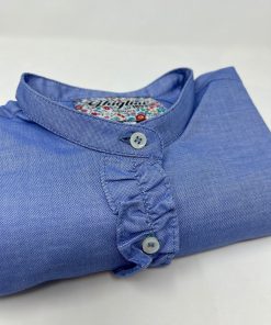 Donna GHIGLINO 1893 | Camicia Aline Collo Coreana Oxford Azzurro