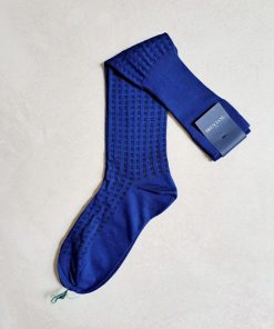 Uomo BRESCIANI | Bresciani Calze Quadretto Bluette Blu