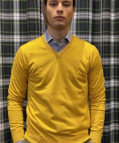 Uomo GHIGLINO 1893 | Maglione A V Merinos Extrafine Giallo