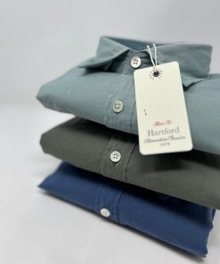 Uomo HARTFORD | Camicia Verde Militare Popeline Light