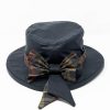 Accessori OXFORD BLUE | Cappello Cerato Impermeabile Con Fiocco Tartan