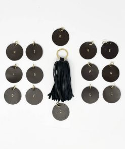 Accessori GHIGLINO 1893 | Portachiavi Nappa Nero Con Iniziale