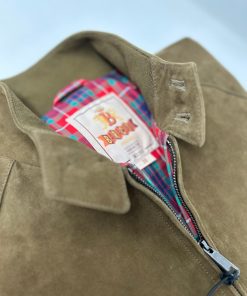 Uomo BARACUTA | Baracuta Harrington Suede Suede Dark Olive