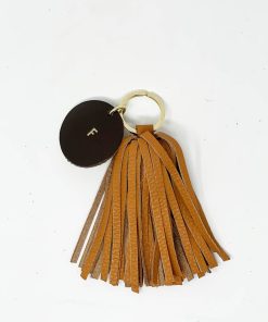 Accessori GHIGLINO 1893 | Portachiavi Nappa Cammello Con Iniziale