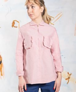 Donna GHIGLINO 1893 | Camicia Nina Taschine Rouches Oxford Rosa