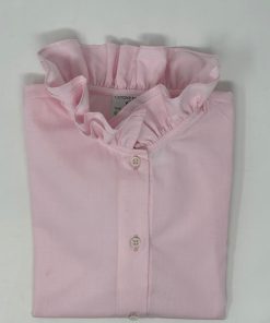 Donna GHIGLINO 1893 | Camicia Carlotta Collo Doppia Maxi Rouches Fil A Fil Rosa