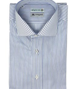 Uomo GHIGLINO 1893 | Camicia Fil A Fil Bastoncino Azzurro