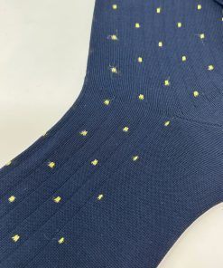 Uomo BRESCIANI | Bresciani Calze Micro Quadretto Blu Giallo