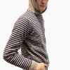 Uomo GHIGLINO 1893 | Maglione Hoodie Con Cappuccio Millerighe