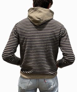 Uomo GHIGLINO 1893 | Maglione Hoodie Con Cappuccio Millerighe