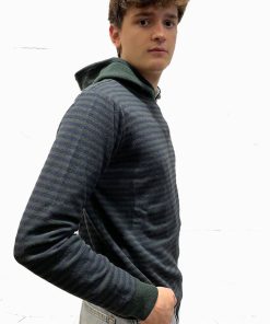 Uomo GHIGLINO 1893 | Maglione Hoodie Con Cappuccio Millerighe