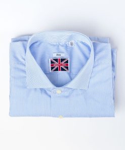 Uomo GHIGLINO 1893 | Camicia Mille Righe Bianco Azzurro