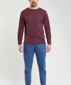 Uomo AMOUR LUX | Armour Lux Camicia Bretone Cotone Spesso Riga Blu/Rosso